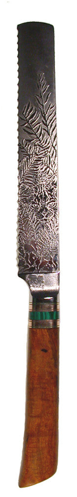 8 inch Bread Knife with 'Bobcat' Etching - 2.