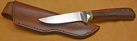 4 inch Dropped Point Hunter with Dendritic Cobalt Blade and Desert Ironwood Handle.