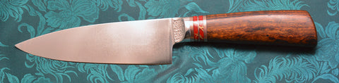 6 inch Chef's Knife with Original Dendritic Cobalt Blade with Cast Dendritic Pattern, and Exhibition Desert Ironwood  Handle.