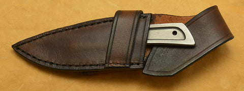 Boye Basic 2 Cobalt with Horizontal Carry Brown Leather Sheath.