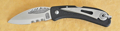 Boye Cobalt Mountain Lockback Folding Pocket Knife with Black Handle and Marlin Spike--Second.