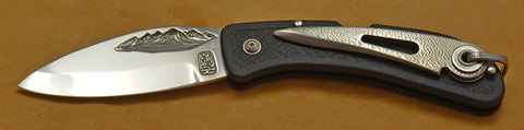 Boye Cobalt Mountain Lockback Folding Pocket Knife with Black Handle and Marlin Spike.