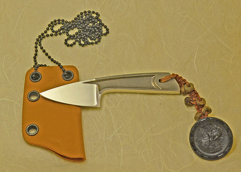 Boye Cobalt Sub-Basic with Kydex Neck Sheath and Antique Button Lanyard.