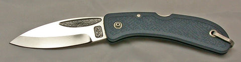 Boye Cobalt Sunburst Lockback Folding Pocket Knife with Blue Handle.
