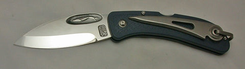 Boye Cobalt Blue Whale Lockback Folding Pocket Knife with Blue Handle & Marlin Spike.