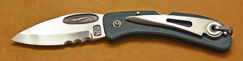 Boye Cobalt Blue Whale Lockback Folding Pocket Knife with Blue Handle, Serrations, and Marlin Spike-2.