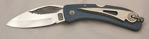 Boye Cobalt Eagle Wing Lockback Folding Pocket Knife with Marlin Spike & Blue Handle.