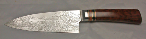 6 inch Chef's Knife with 'Cheetahs' Etching.