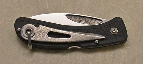 Boye Cobalt Sunburst Lockback Folding Pocket Knife with Marlin Spike and Black Handle.