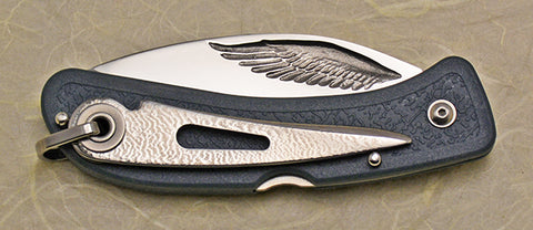 Boye Cobalt Eagle Wing Lockback Folding Pocket Knife with Blue Handle & Marlin Spike.