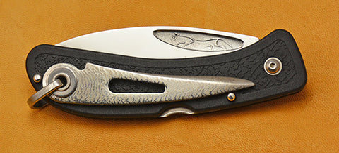 Boye Cobalt Celtic Horse Lockback Folding Pocket Knife with Black Handle & Marlin Spike