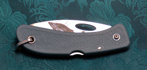 Boye Cobalt Open Thumb Hole Lockback Folding Pocket Knife with Laser Engraved Humpback.