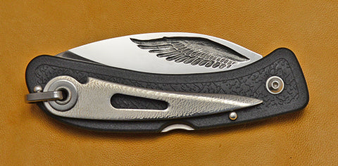 Boye Cobalt Eagle Wing Lockback Folding Pocket Knife with Black Handle & Marlin Spike.