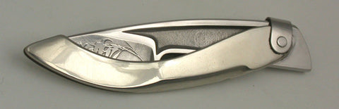 Boye Large Tweezerlock Folding Pocket Knife with 'Bamboo Sprig' Etching.
