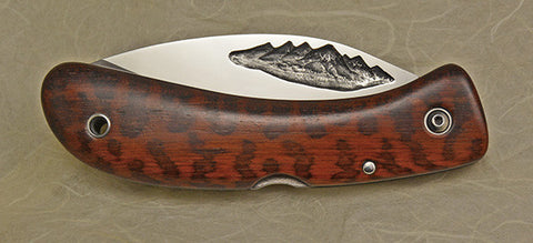 Boye Custom Cobalt Mountains Lockback Folding Pocket Knife with Snakewood Handle.