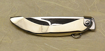 Boye Mini-Tweezerlock Folding Pocket Knife with Plain Etched Blade & African Blackwood Inlay.