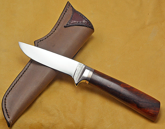4 inch Dropped Point Hunter with Dendritic Cobalt Blade and Cocobolo Handle.