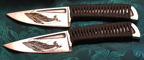 Boye Basic 3 Cobalt with Cord Wrapped Handle, Laser Engraved Humpback, and Kydex-lined Nylon Sheath.