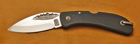 Boye Cobalt Mountain Lockback Folding Pocket Knife with Black Zytel Handle.