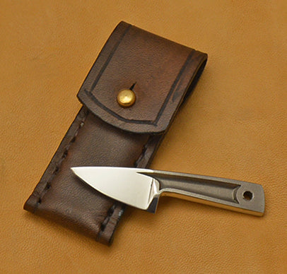 Boye Cobalt Basic Photon with Brass-lined Leather Sheath.