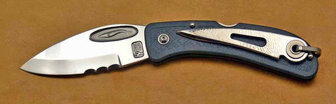 Boye Cobalt Blue Whale Lockback Folding Pocket Knife with Blue Handle, Serrations, and Marlin Spike-3.