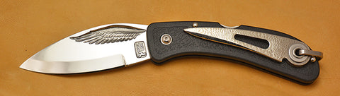 Boye Cobalt Eagle Wing Lockback Folding Pocket Knife with Black Handle & Marlin Spike.