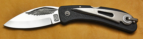 Boye Cobalt Eagle Wing Lockback Folding Pocket Knife with Black Handle & Marlin Spike.