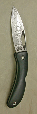 Boye Custom Prophet/Hole Lockback Folding Pocket Knife with 'Cougar' Etching.