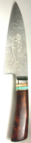 6 inch Chef's Knife with 'Cougar' Etching.