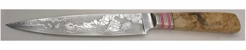 7 inch Slicing Knife with 'Sea Otters' Etching.