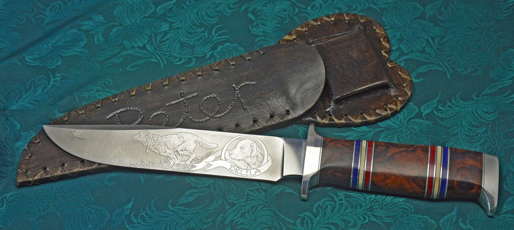 WWII Memorial Knife with Custom Etching of Delila