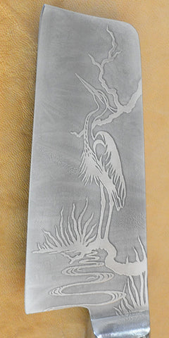 5 inch Cheese Slicer/Small Chopper with 'Heron' Etching.