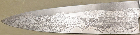 8 inch Chef's Knife with 'Pride of Lions' Etching.