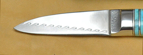 2.5 inch Persona Paring Knife with 'Wavy Rainbird' Etching.