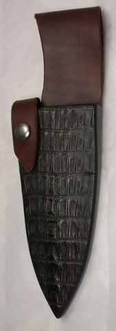 Dark Brown Croc Belt Sheath for 6 inch Chef's Knife