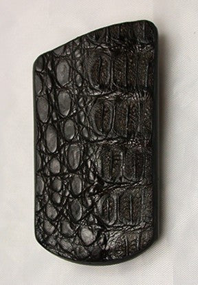 Dark Brown Croc Pouch Sheath for Narrow-blade Lockback Folding Pocket Knife.