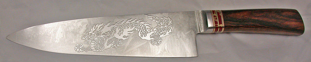8 inch Chef's Knife with 'Dragon' Etching - 2.