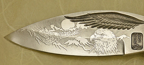 Boye Eagle Wing Lockback Folding Pocket Knife with 'Eagles' Etching - 6.