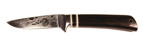 4 inch Dropped Point Hunter with 'Eagles' Etching - 2.