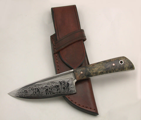 Boye Basic 3 with 'Elephants' Etching and Box Elder Handle.
