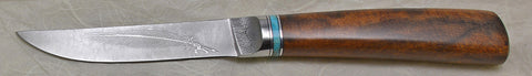 4.5 inch Kitchen Utility Knife with 'Feather' Etching and Desert Ironwood Handle.