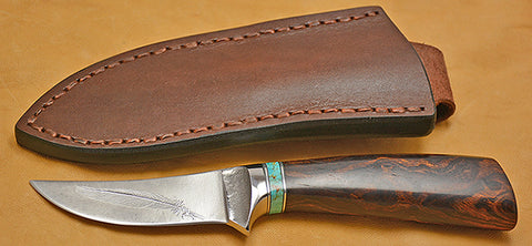 3 inch Trailing Point Skinner with 'Feather' Etching-2nd.