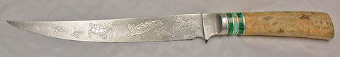 8 inch Filet Knife with 'Sea Turtles Etching - 2.