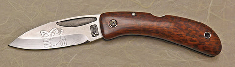 Boye Custom Prophet Lockback Folding Knife with 'Hawk Rainbird' Etching.