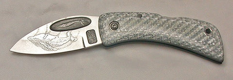 Boye Custom Small Blue Whale Lockback Folding Pocket Knife with 'Humpback Whale' Etching.