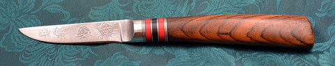 3 inch Paring Knife with 'Ladybugs' Etching & Cocobolo Handle.