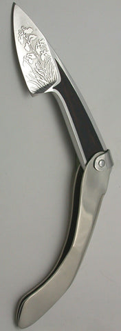 Boye Large Tweezerlock Folding Knife with 'Irises' Etching & Inlay.