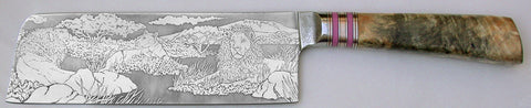 8 inch Light Chopper with 'Pride of Lions' Etching - 2.