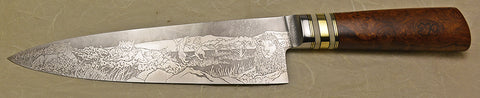 8 inch Chef's Knife with 'Pride of Lions' Etching.