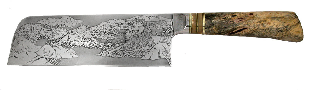 8 inch Light Chopper with 'Pride of Lions' Etching.